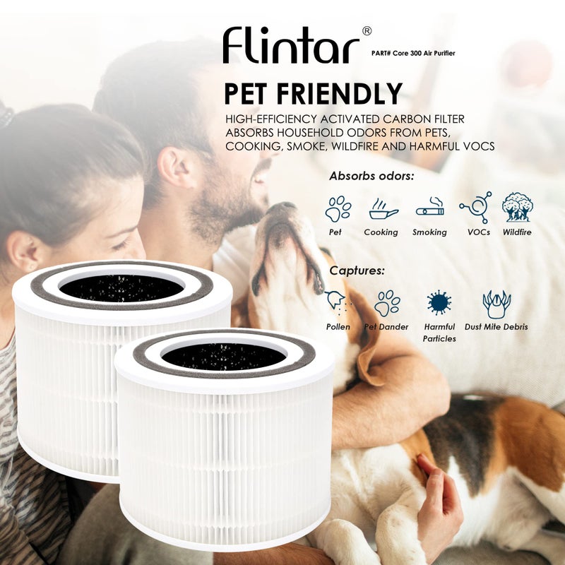 Flintar Core 300 Replacement Filters, Made in Taiwan, Compatible with LEVOIT Core 300-P, Core 300S Air Purifier, 3-in-1 H13 True HEPA Filter Replacement, Core 300-RF, 2-Pack - Image 5